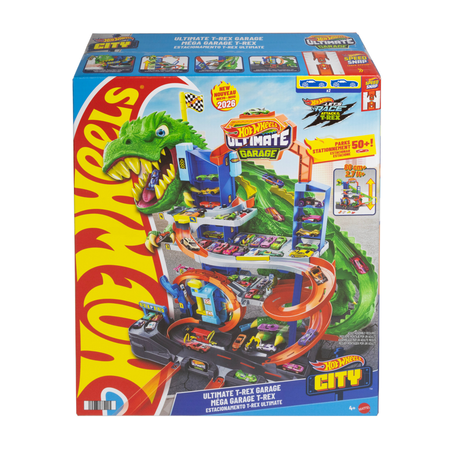 Hot Wheels Ultimate T-Rex Garage Track Set With Dinosaur Nemesis & Storage - Image 2