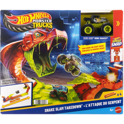 Hot Wheels Monster Trucks Snake Slam Takedown Race Track