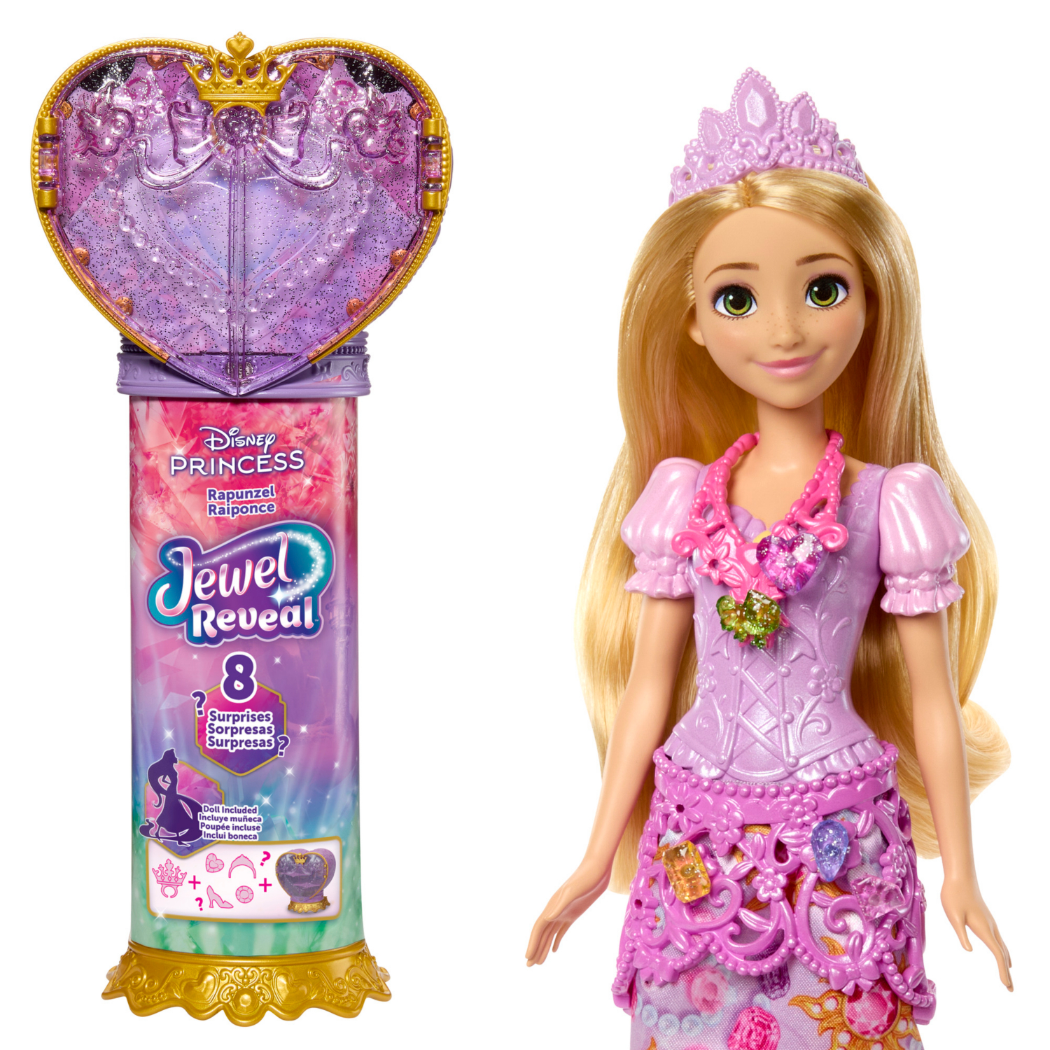 Disney Pink & Purple Princess Jewel Reveal Rapunzel Fashion Doll
