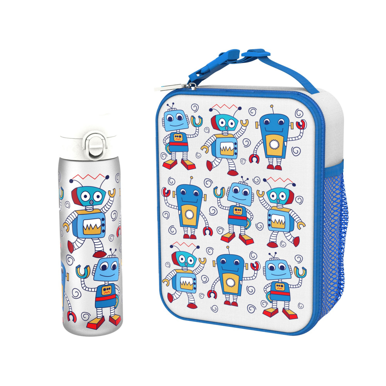 George White Ion8 Robots Leakproof Water Bottle & Lunch Bag