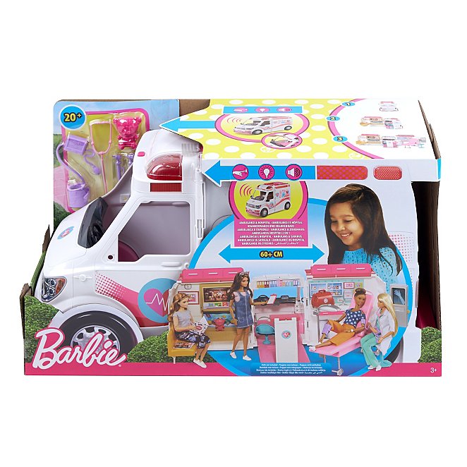 Barbie Careers Care Clinic Vehicle ambulance with lights and sounds role play 