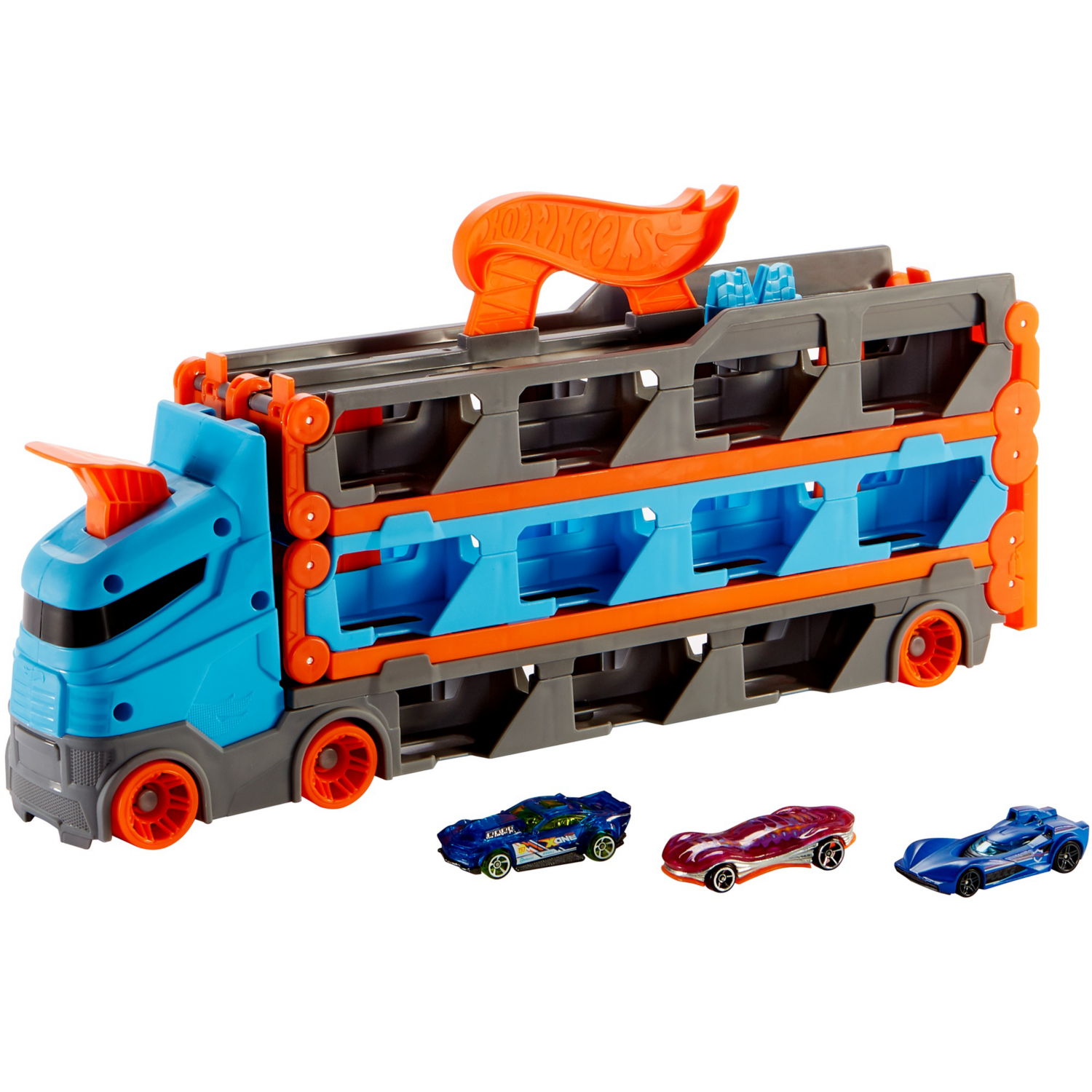 Hot Wheels Speedway Hauler Carrier With 3 Toy Cars - Image 6