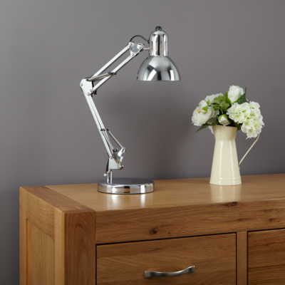 Home Swing Arm Desk Lamp Chrome Home & Garden at ASDA