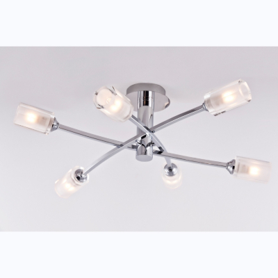 Living Ceiling Lights - Reece Chrome Effect 3 Lamp Flush Ceiling Light