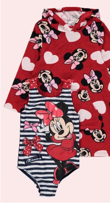 Disney Minnie Mouse Character Print Costume and Hooded Towel