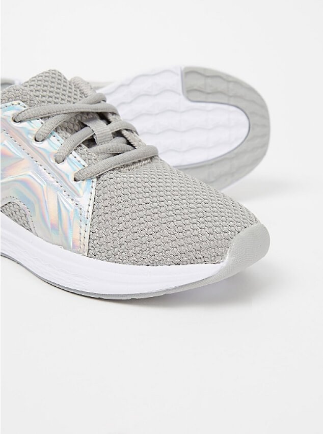 Grey Iridescent Knitted Trainers.