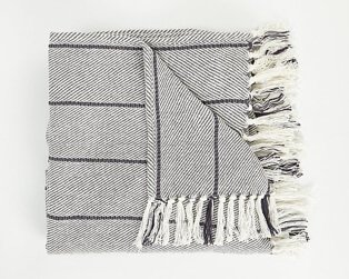 Grey blanket with tassels
