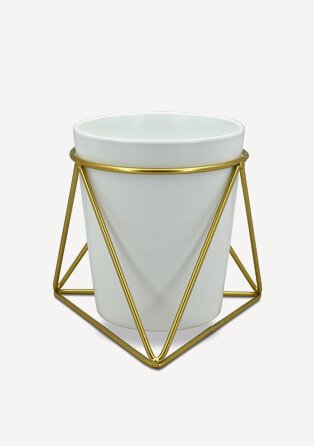 Gold framed grey plant pot