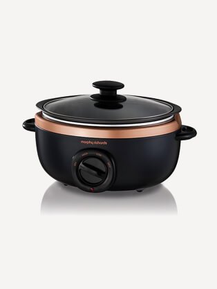 Black and copper slow cooker