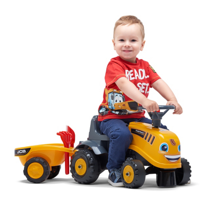 Falk Baby JCB Ride On Tractor With Trailer, Yellow