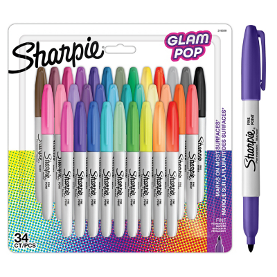Sharpie Glam Pop Permanent Markers 34 Pack School at ASDA