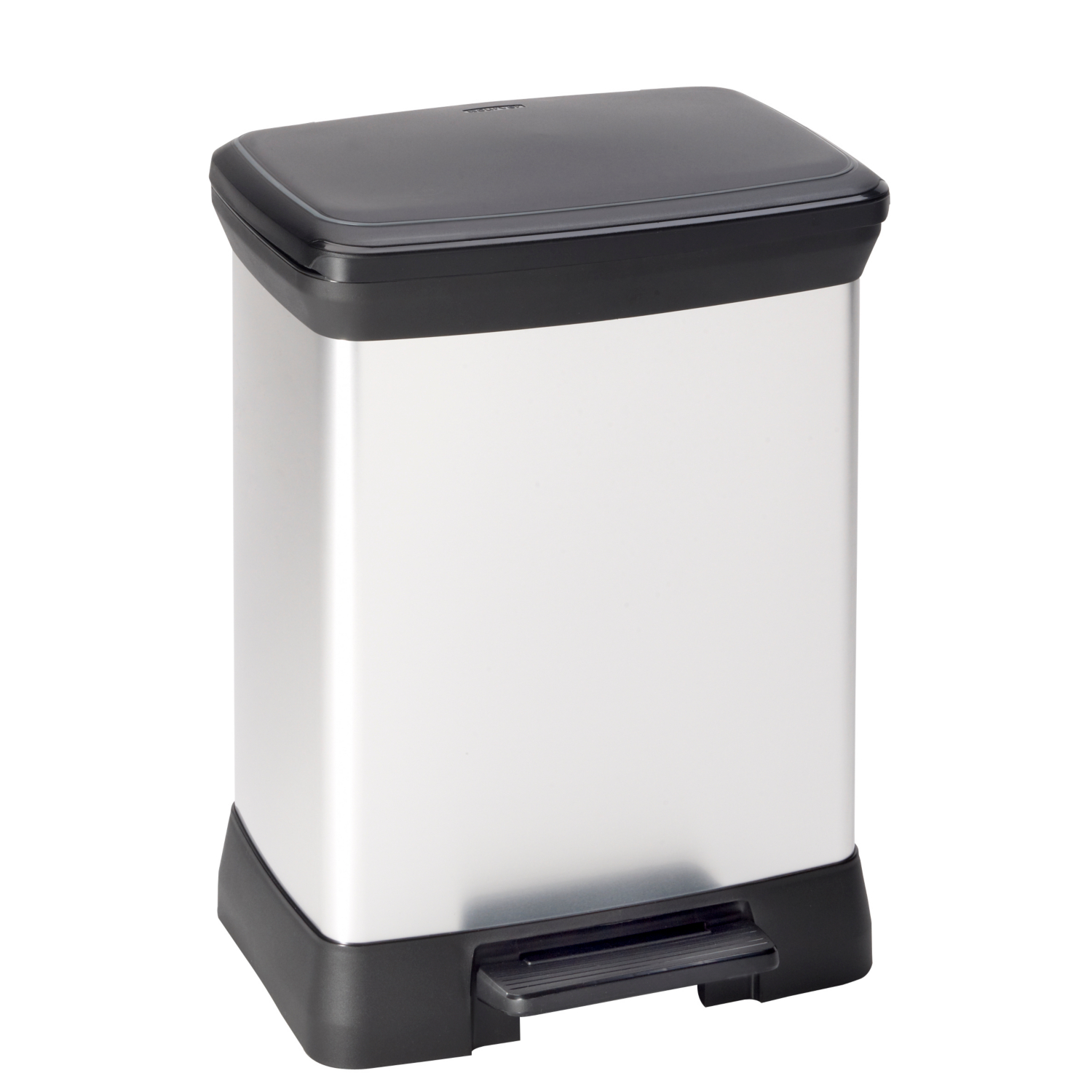 Curver Silver Metal Effect Duo Recycle Pedal Touch Deco Bin 28 Litre