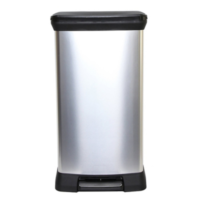 Curver Metal Effect Pedal Touch Deco Bin Silver 50 Litre Home at ASDA