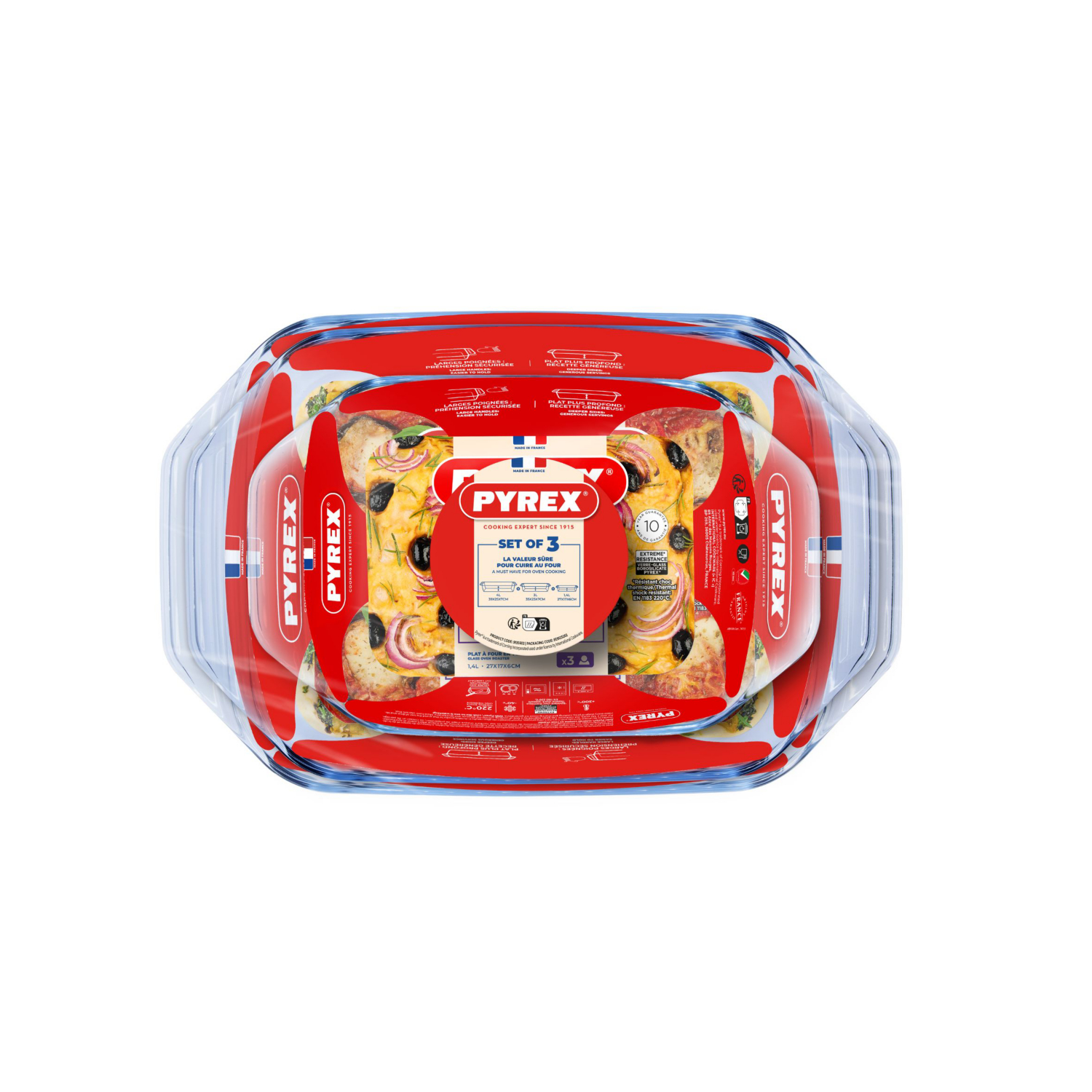 Pyrex Glass Rectangular Roaster 3Pc