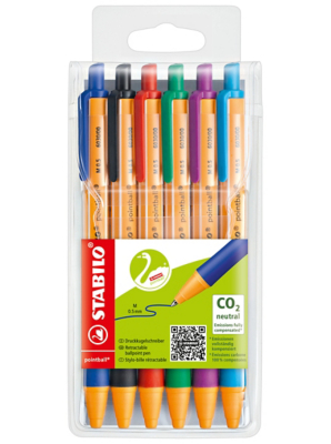 Balpen STABILO pointball colorful medium blauw