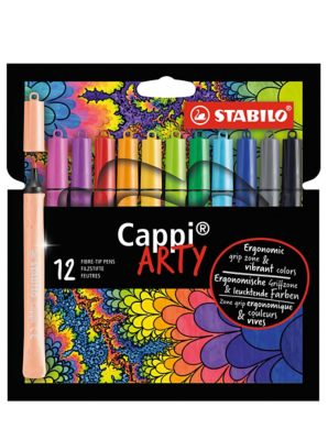 STABILO Cappi Pennarelli Con Cordino Portacappuccio - Astuccio Da 18 Colori - ARTY - Lavabili E Punta Media