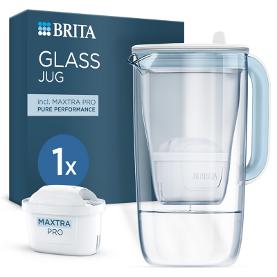 Brita Light Blue Glass Filter Jug Inc. 1X Cartridge