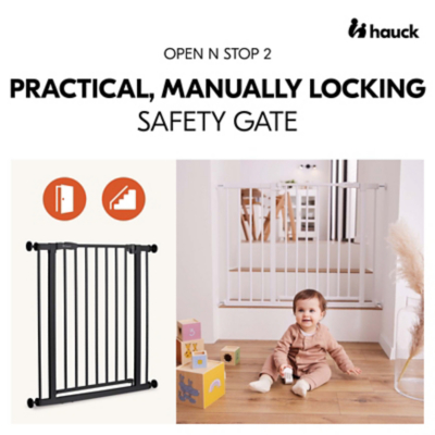 Hauck Wood Lock 2 Veiligheidshekje Met 9cm Verlenging - Deur- En Trappoort 84-89 Cm, Grijs