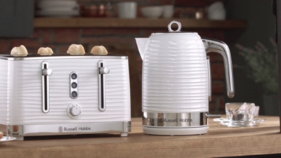 russell hobbs white kettle and toaster