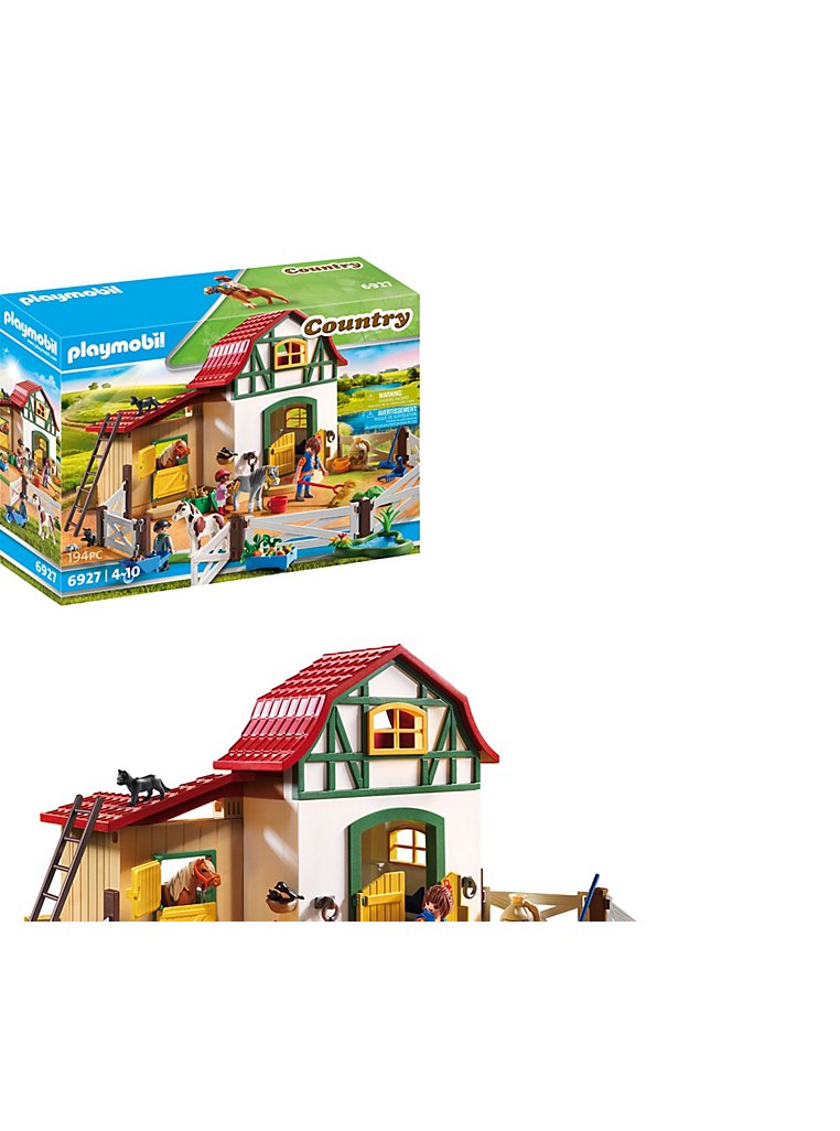 PLAYMOBIL 6927 Country Pony Farm with 2 Pony Stalls and Storage Loft, Toys  & Character
