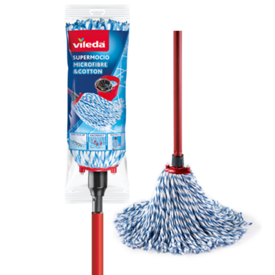 Vileda 152291 SuperMocio Microfibre & Cotton Mop Head & Handle