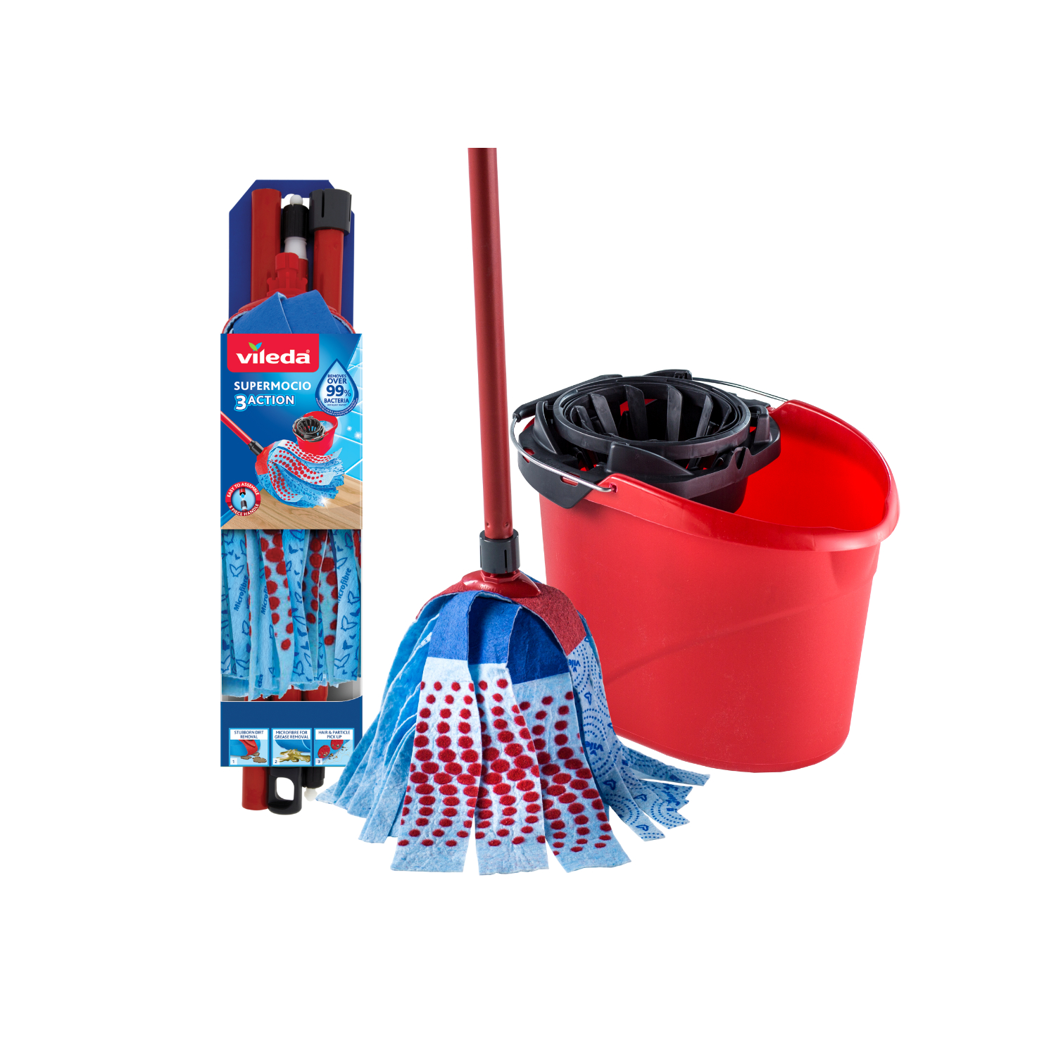 Vileda Red/Blue 3Action Compact Mop
