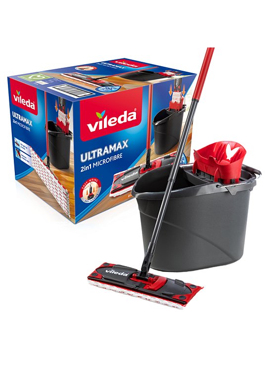 New Ultramax Vileda Flat Mop With Bucket Complete Set Ultramax System