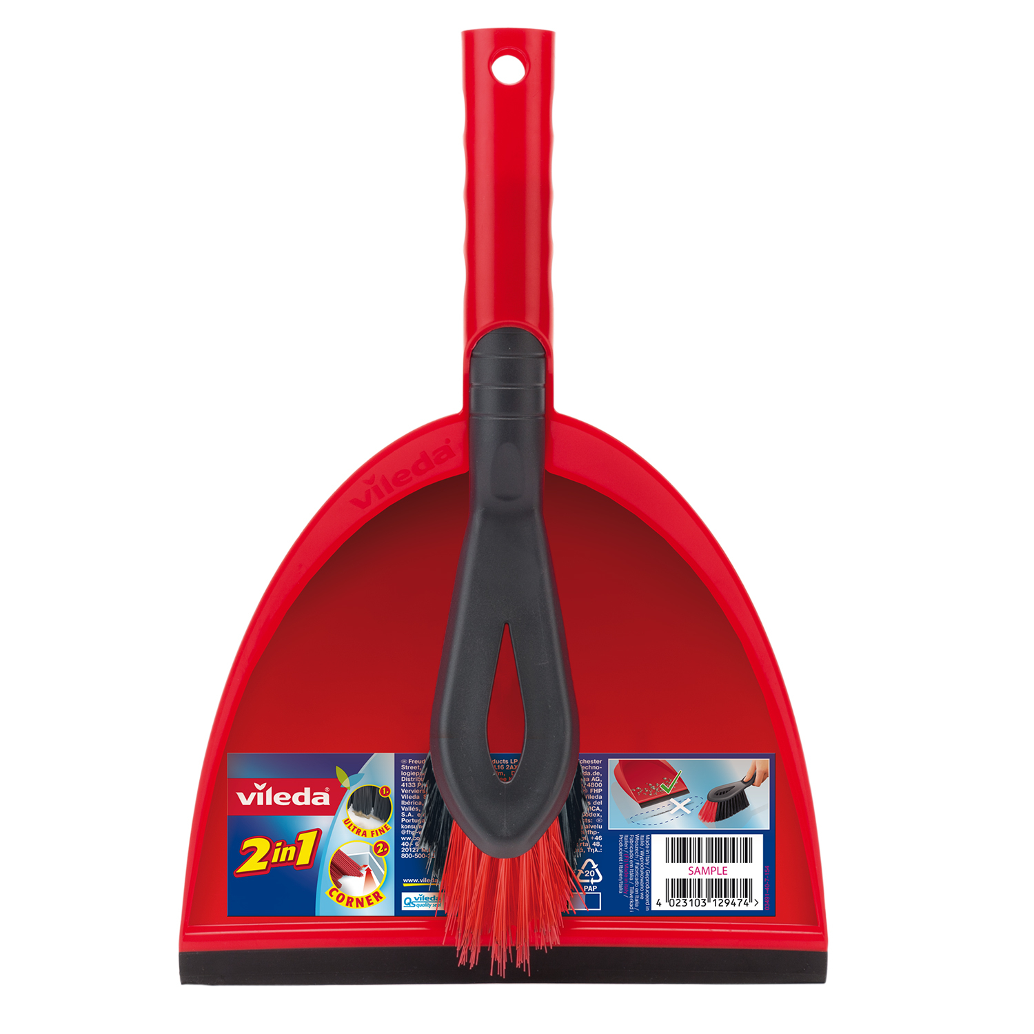 Vileda Black/Red 2 In1 Dustpan And Brush Set