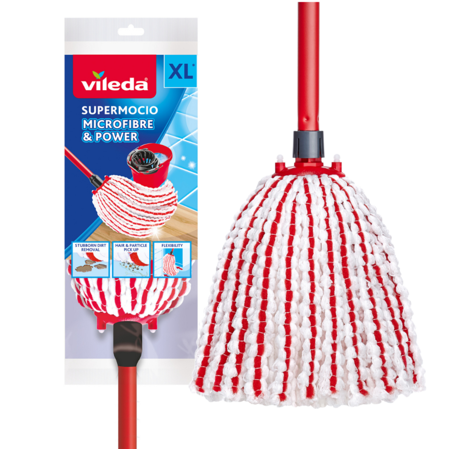 Vileda Red/White Supermocio Microfibre & Power Mop