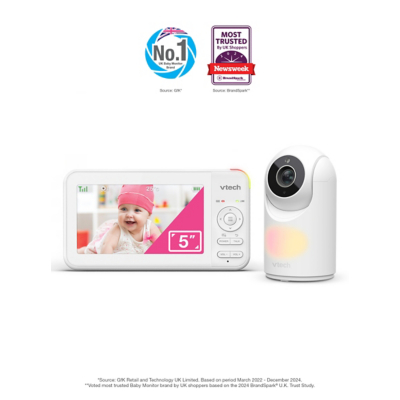 Vtech VM5467 5" Pan & Tilt Video Monitor with Night Light, White