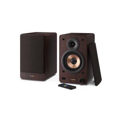 SHARP CP-SS30(BR) Bluetooth Active Bookshelf Monitor Speaker - Brown