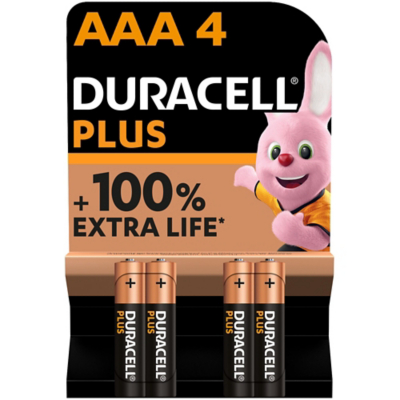 Duracell Plus Alkaline AAA Batteries Pack of 4 Home at ASDA