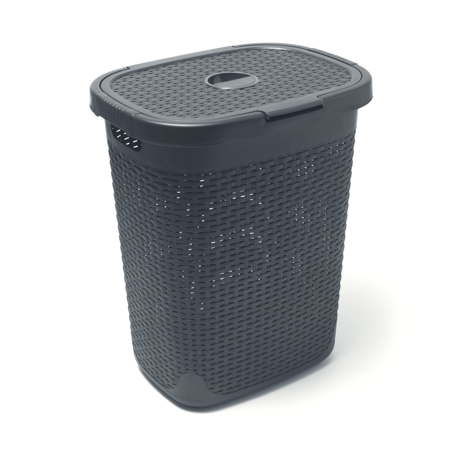 Addis Charcoal 50L Rattan Effect Laundry Hamper