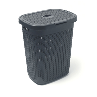 George Addis Charcoal 50L Rattan Effect Laundry Hamper