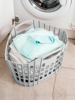 Semarkt Cesto Biancheria Pieghevole 38L, Senza BPA, Con Manici, Grigio, Portatile E Salvaspazio