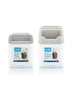 White Minky Sink Tidy & Utensil Caddy Home at ASDA