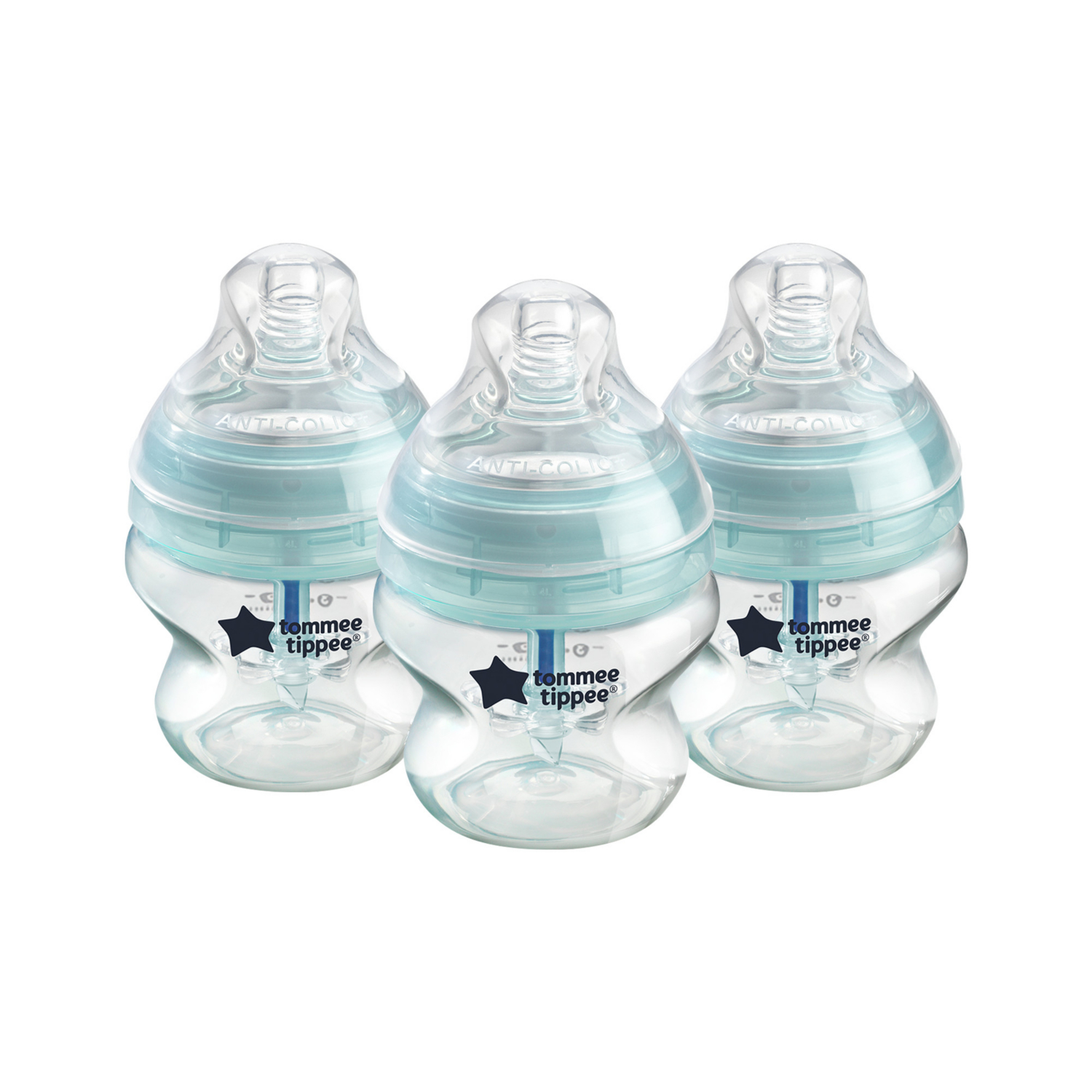 Tommee Tippee Clear Anti-Colic Baby Bottles, 150Ml, 3 Pack, Slow-Flow Breast-Like Teat And Unique Anti-Colic Venting System