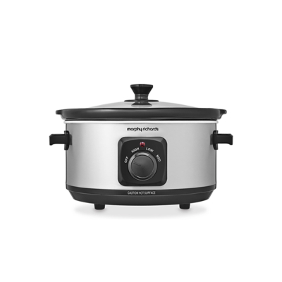 George Morphy Richards Stainless Steel 3.5L Slow Cooker - Steel Grey
