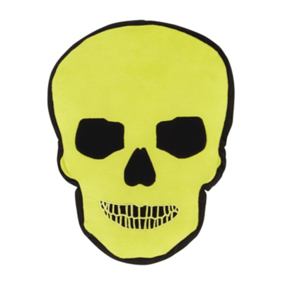 Catherine Lansfield Fluorescent Skull Shaped Cushion - One Size / Green