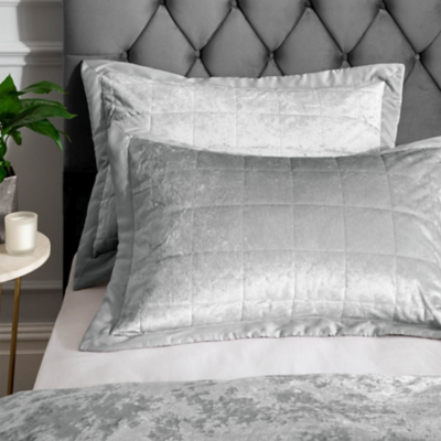 George Catherine Lansfield Silver Crushed Velvet Pillow sham Pair - Silver