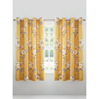 Catherine Lansfield Ochre Canterbury Floral Curtains