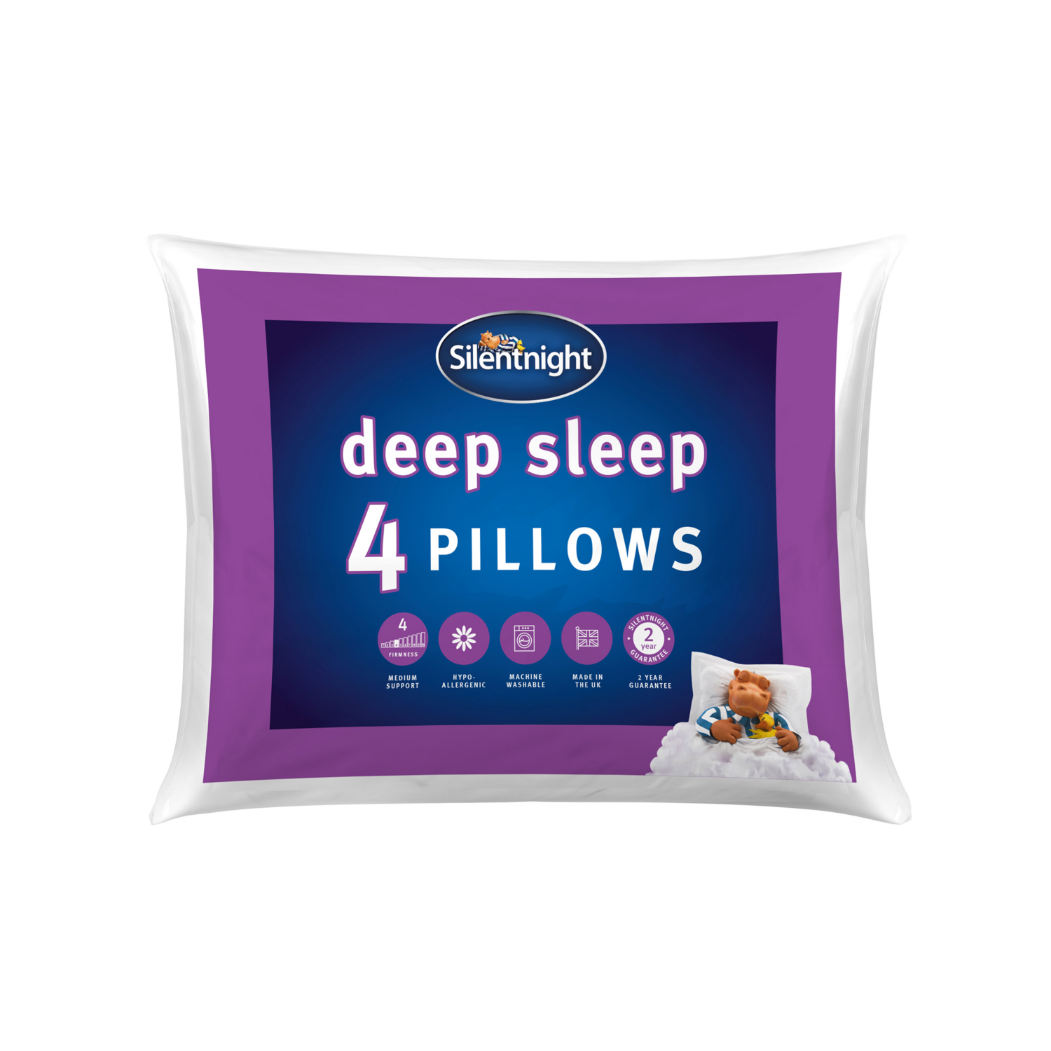 Silentnight White Deep Sleep Pillow - 4 Pack
