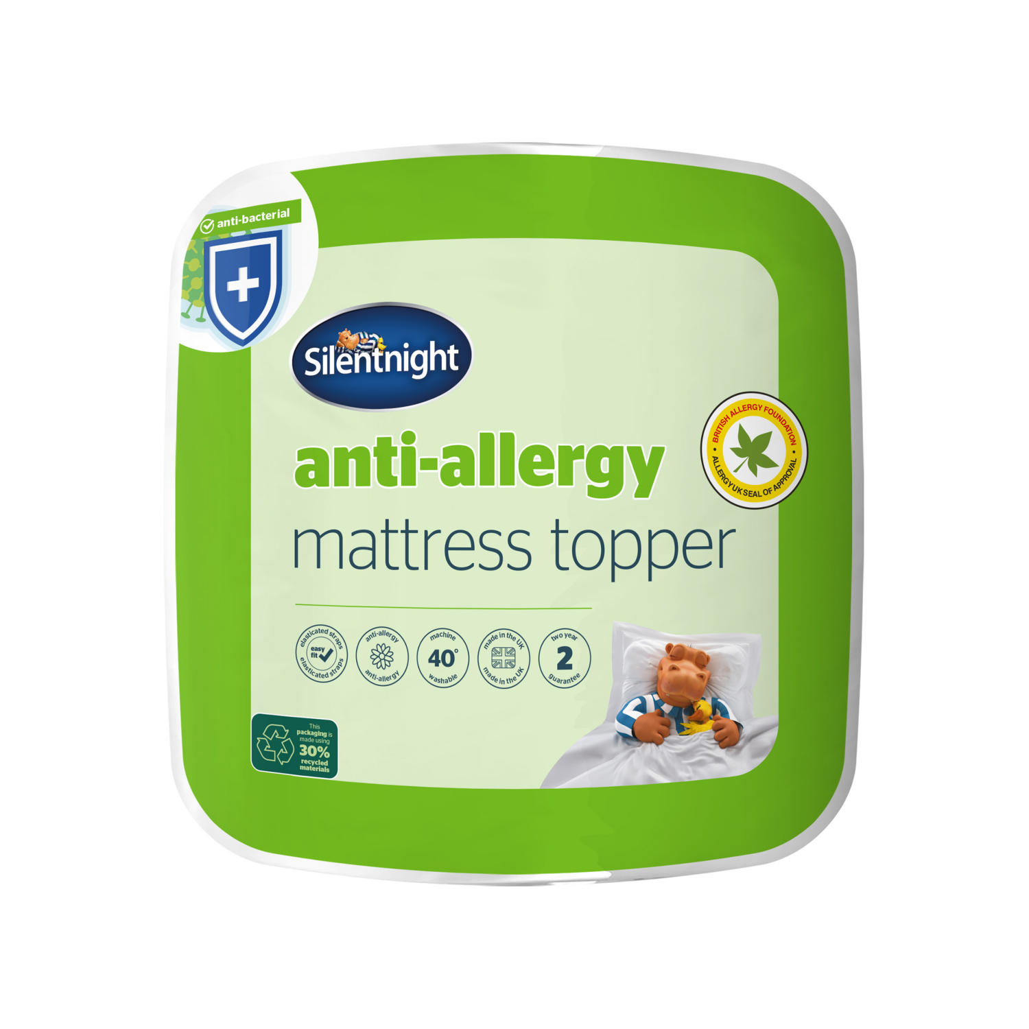 Silentnight Anti-Allergy Mattress Topper White - Image 4
