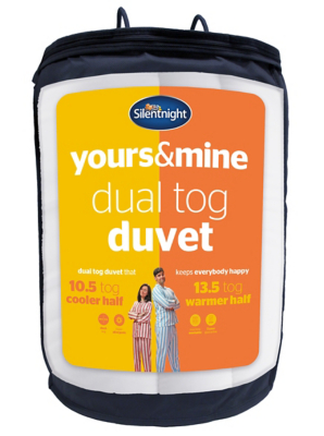 Silentnight Yours and Mine Dual Tog Duvet 13.5/10.5 Tog Home