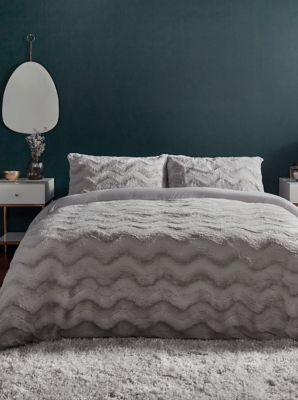 Silentnight Faux Fur Duvet Set Silver | Home | George at ASDA