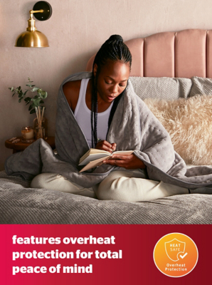 Silentnight Luxury Heated Throw - Grey | Home | George at ASDA