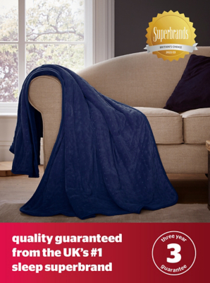 Silentnight Luxury Heated Throw - Navy | Home | George at ASDA