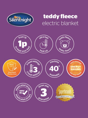 Silentnight Teddy Fleece Electric Blanket | Home | George at ASDA