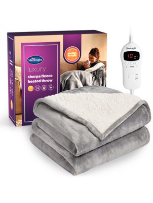 Silentnight Luxury Sherpa Fleece Heated Throw 130cm x 160cm