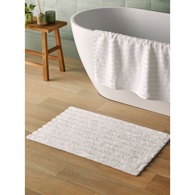 George Silentnight White Ribbed Cotton Bath Mat - White